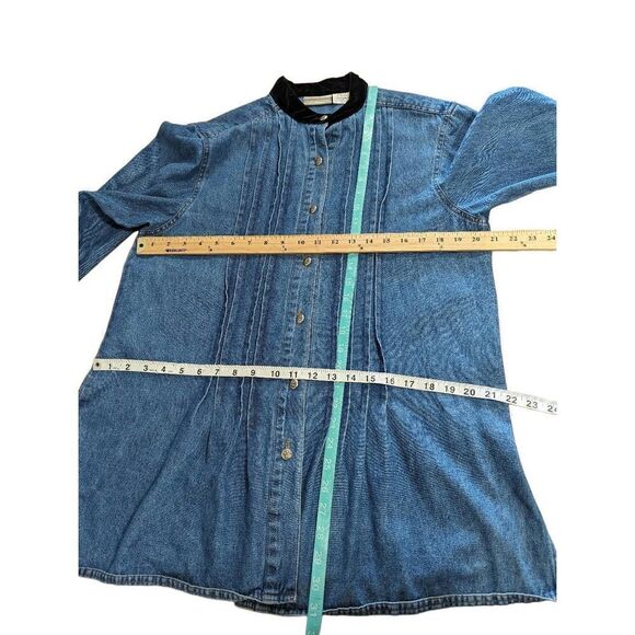 Coldwater Creek denim shacket with velvet cuffs size Large - Picture 5 of 6